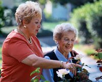 Picture of two elderly women, smiling